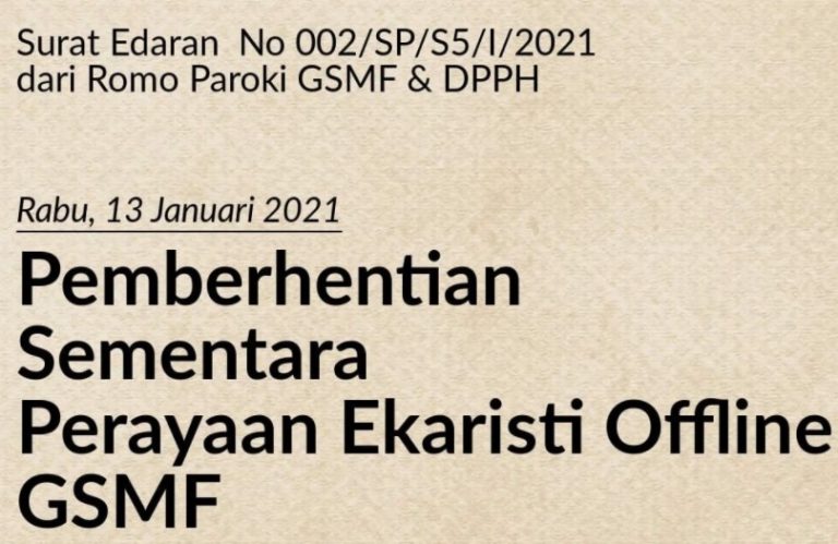 PEMBERHENTIAN SEMENTARA MISA OFFLINE