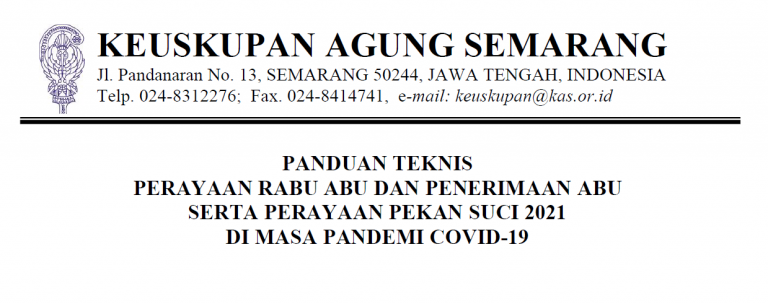 JUKNIS RABU ABU DAN PERAYAAN PEKAN SUCI 2021